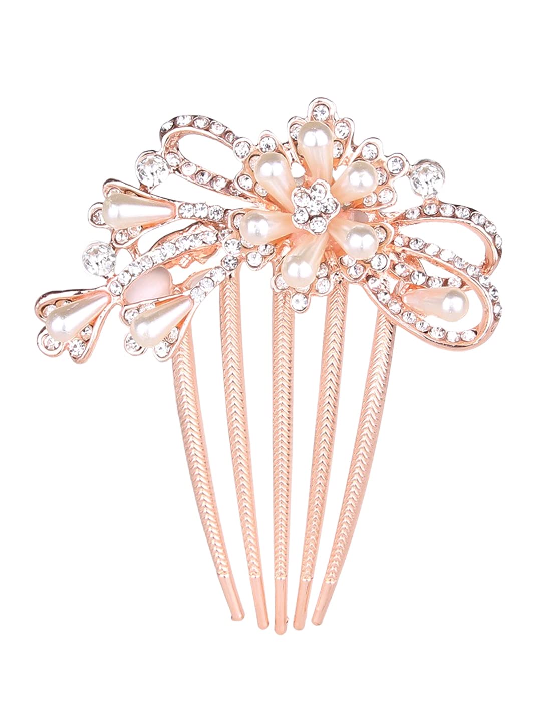 Comb Pin for Women Hair Accessories for Women Floral Comb Clips for Hair for Women Rosegold Crystal Hair Pin Bridal Hair Accessories for Wedding Side Pin / Comb Pin / Juda Pin Accessories for Women-image-8