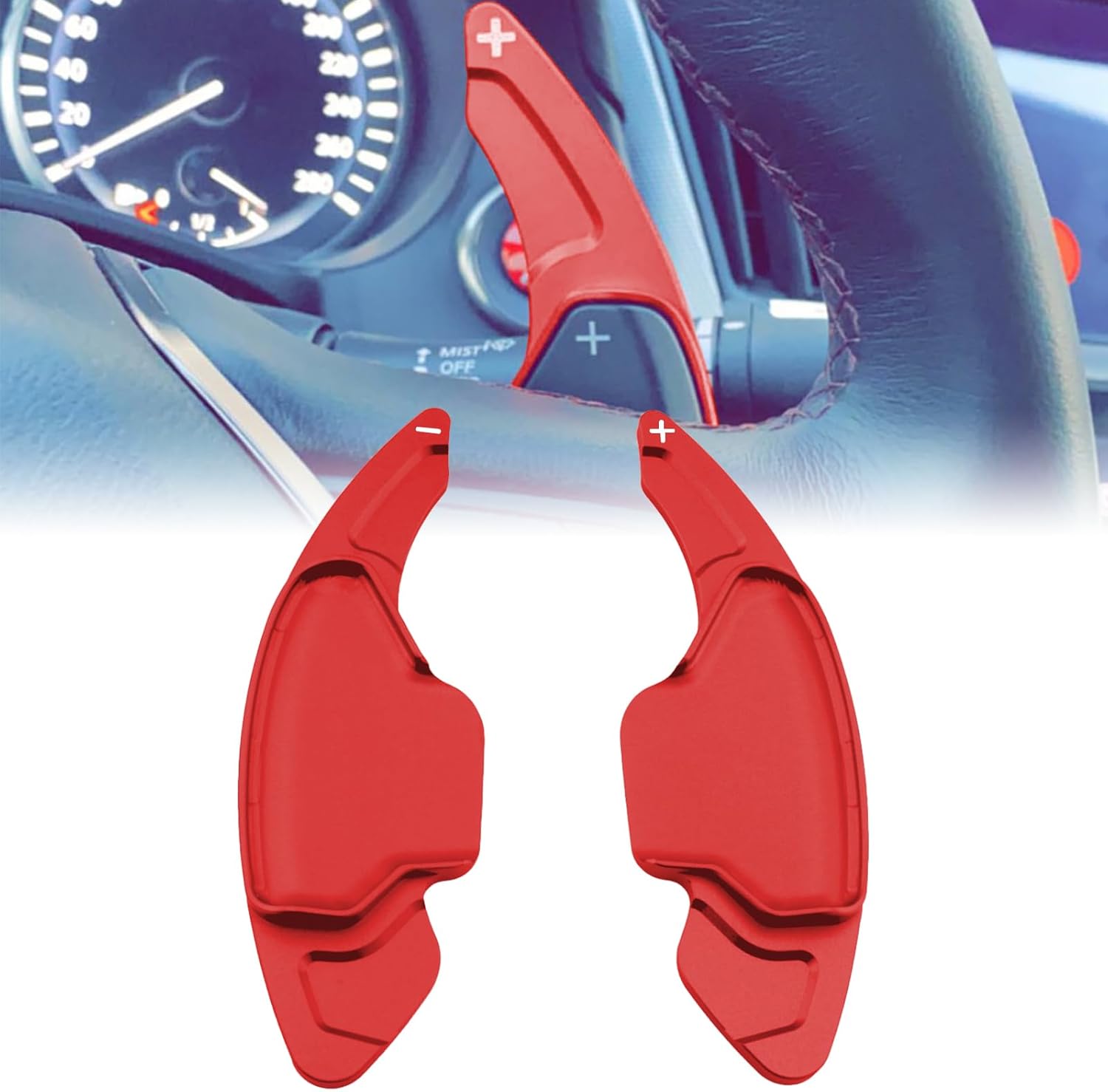 Aluminum Alloy car Steering Wheel Shift Paddle Extended Sticker Accessories for Infiniti QX50/QX55/QX60, Mitsubishi Outlander, Nissan Altima/Pathfinder/Rogue(red)