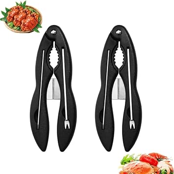KRILLIQ Nutcracker Stainless Steel Four-piece Set Crab Meat Remover Crab Eating Tools Crab Plier Seafood Cracker for Lobster Seafood Crab for Nut Shelling