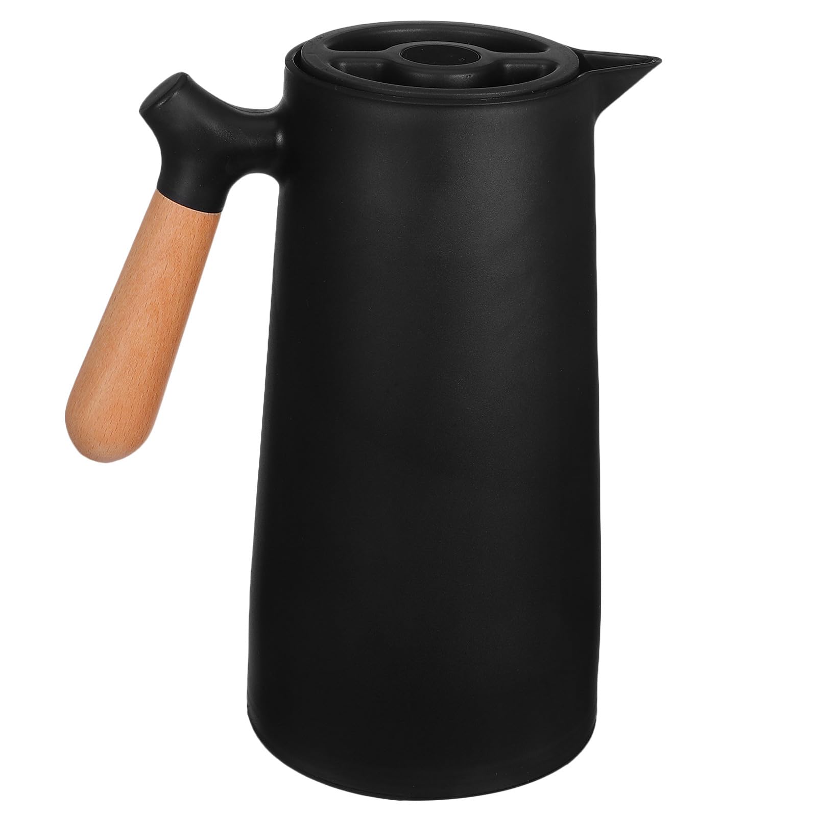BESPORTBLE Bouteille Isotherme 1l Doublure en Verre et Coque Plastique, Poignée en Bois Élégante, Isolation Thermique sans Odeur pour Bureau et Maison