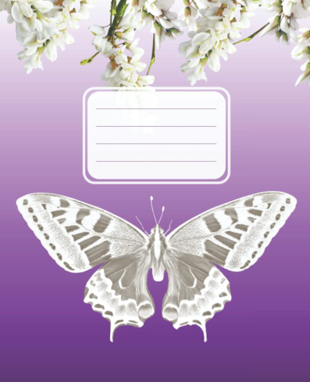 Composition Notebook: College Ruled, 100 Pages, 7.5 x 9.25, Aesthetic Butterfly Design, Purple Journal For School or Homeschooling