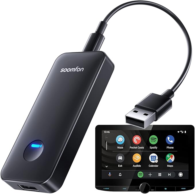 2 in 1 CarPlay & Android Auto Wireless Adapter, SOOMFON 5.8Ghz drahtlos