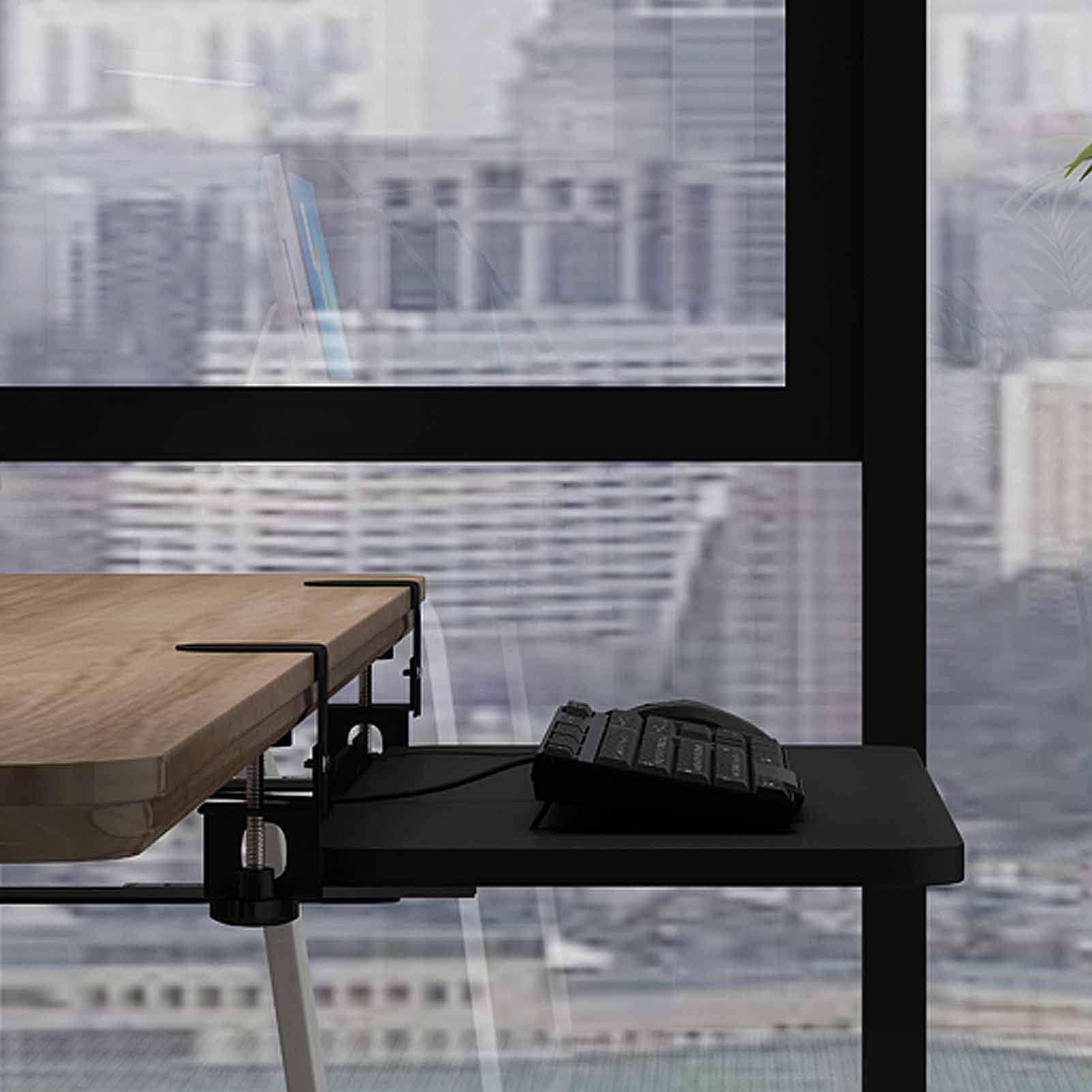 Lot De 2 Extensions De Bureau Pliables - Support Clavier Réglable En Acier - Rallonge De Table Jusqu'à 25kg - Installation Facile Sans Perçage