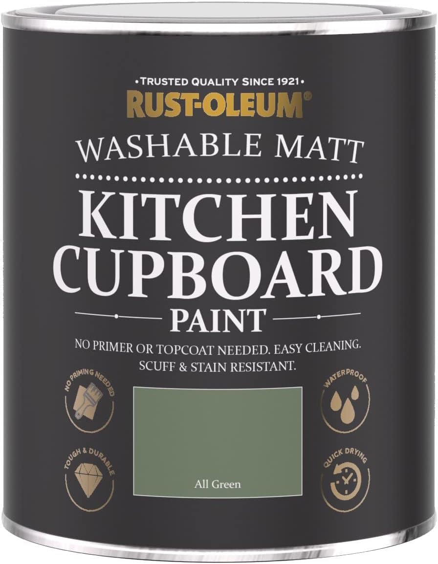 Rust-Oleum Green Kitchen Cupboard Paint in Matt Finish - All Green 750ml