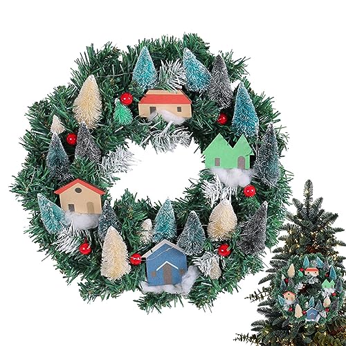 tongfeng Corona de Navidad con luces, corona de pino artificial con luces LED, guirnalda de corona de ambiente cálido para puerta delantera, pared, escaleras, chimenea, dormitorio