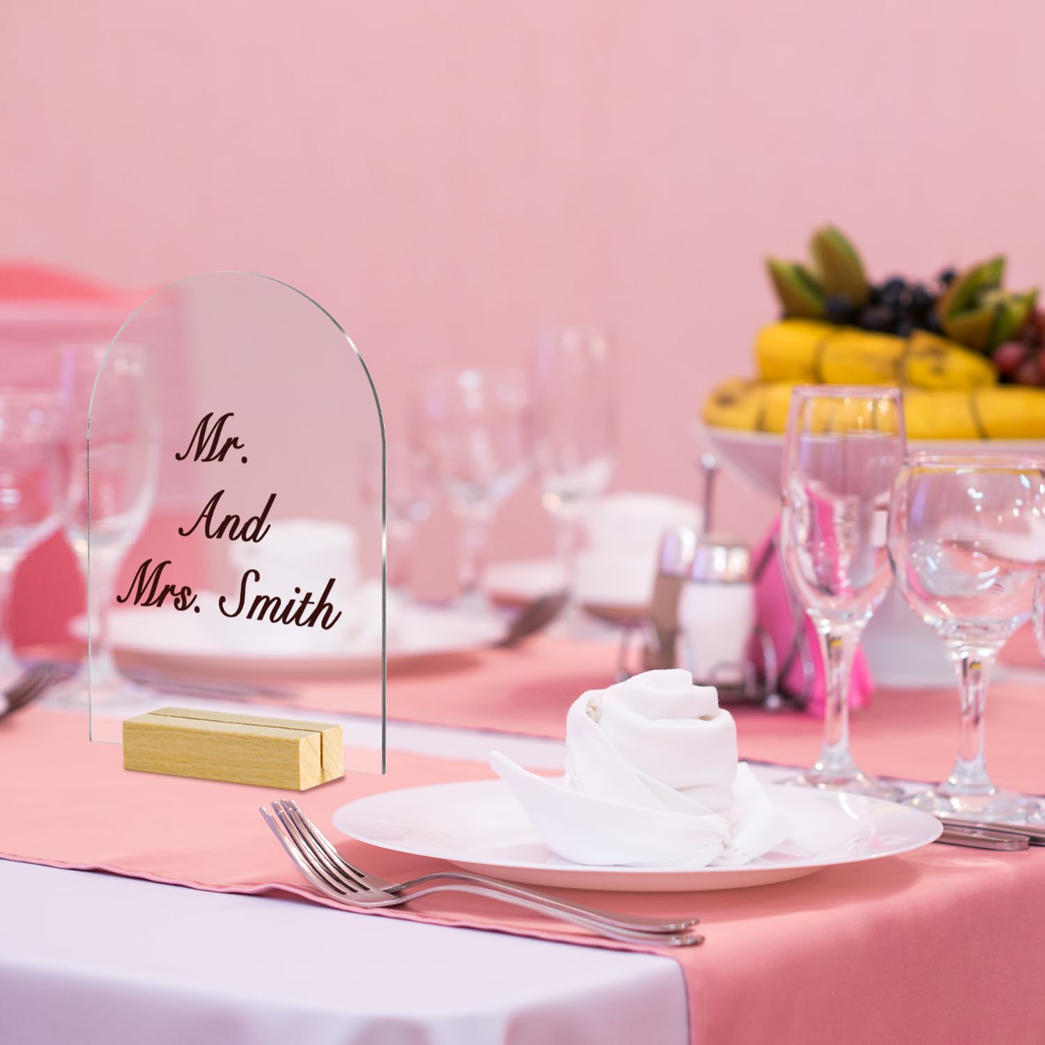 NQEUEPN 20 Panneaux Acryliques Transparents avec Supports en Bois, Dôme Arqué de 14x10cm, Panneau de Table Présentoir de Table Numéros de DIY pour Décoration de Mariage Événement Fête