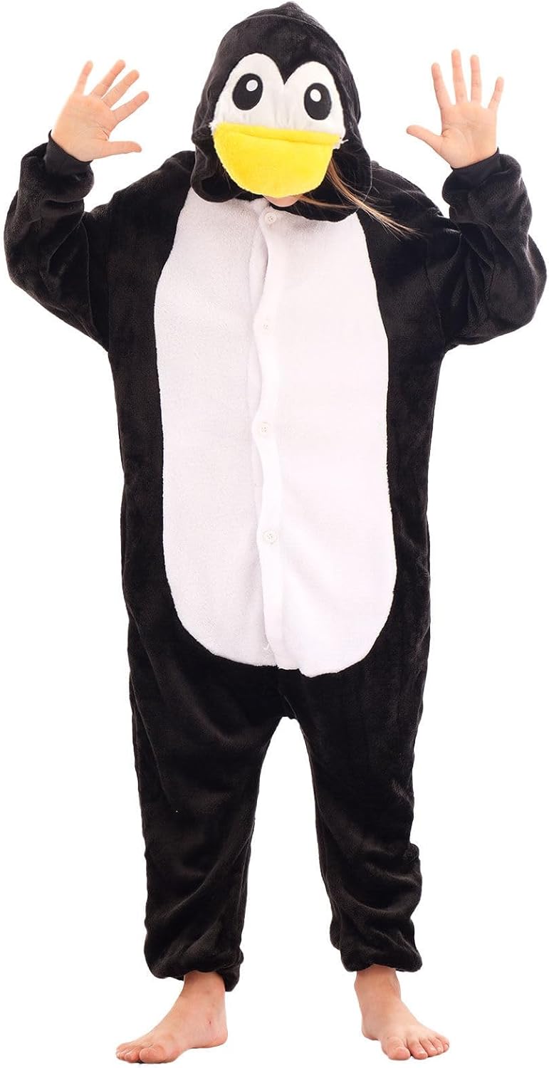Animal Hooded Onesie Costume for Kids Adults Boys Girls Halloween Easter Mens Womens Cosplay Outfit Kit Penguin - Image 3
