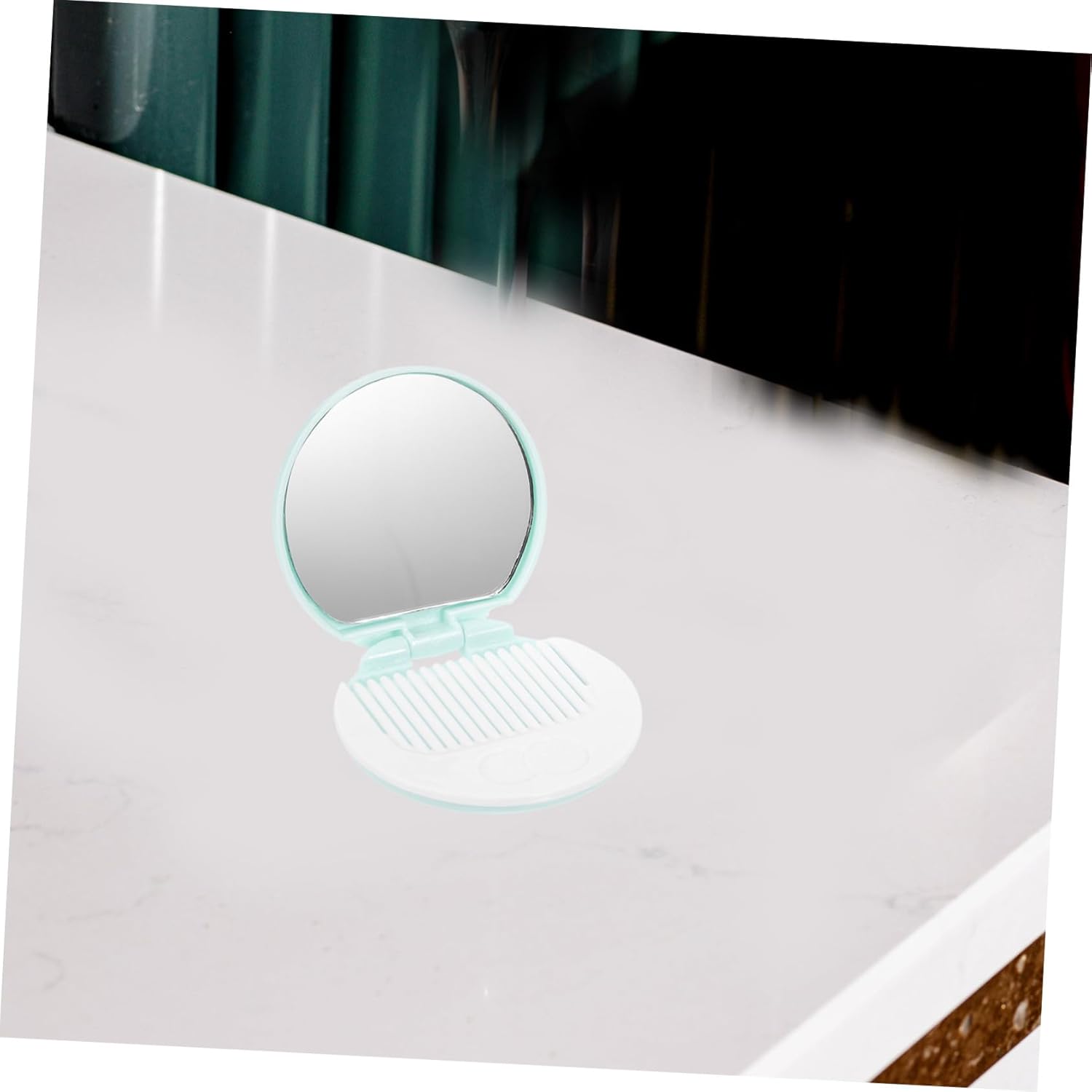 7PCS Chocolate Cookies Compact Mirror with Makeup Mirror and Comb for Women Handbag Accessory in Dark Brown Light Brown Yellow Blue Green Pink Purple