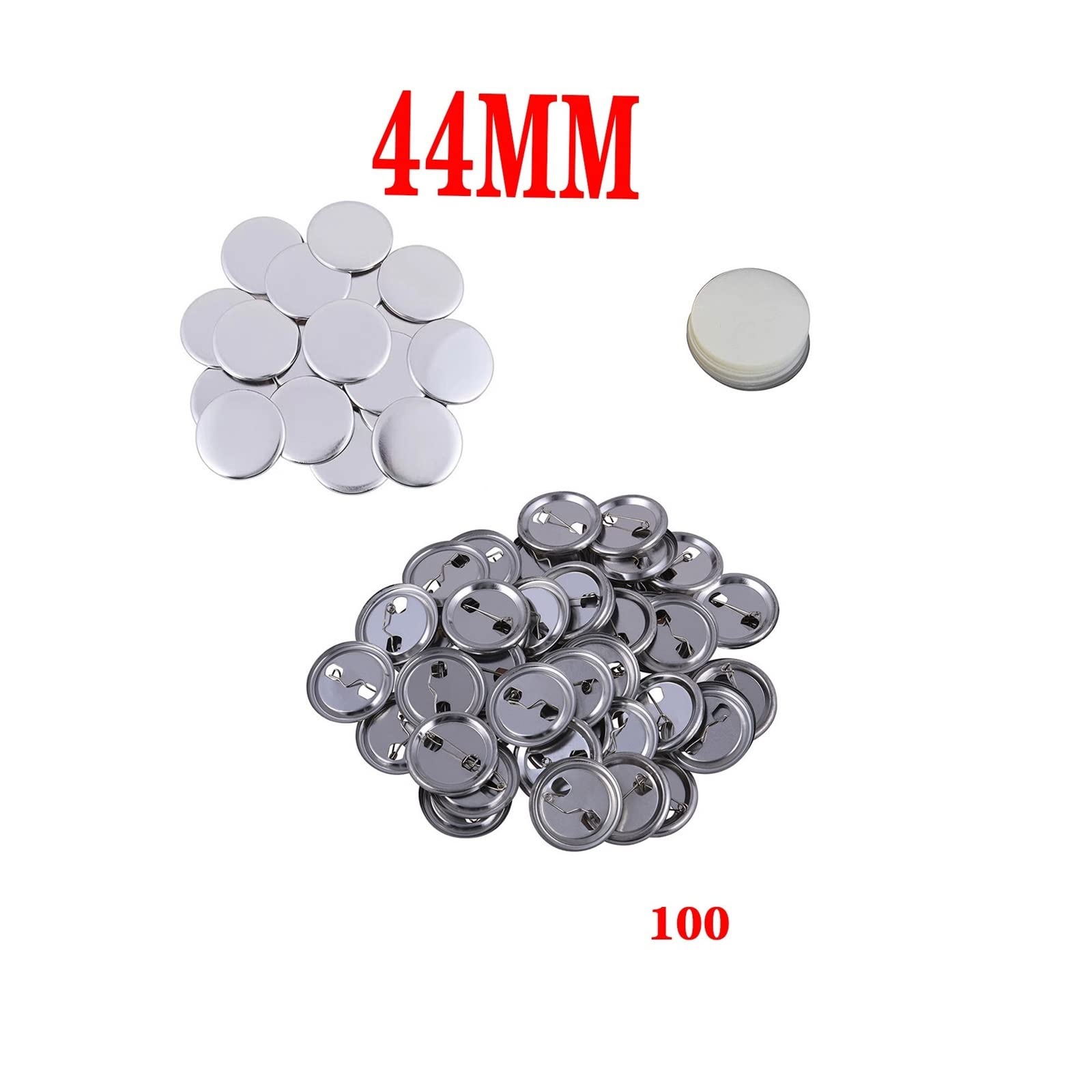 100 zestawów odznaka przycisk Pin okrągły DIY do maszyny robienia guzików 25-75mm puste materiały akcesoria odznak(44MM 100 sets)