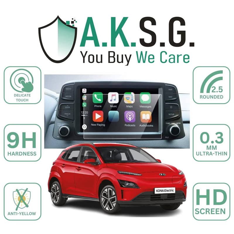 Image of A.K.S.G. Screen Guard Compatible With Hyundai Kona EV 07 Inch [2021-Running] Touch Screen Infotainment Screen Protector (Company Fitted) Not a Tempered Glass [Transparent]