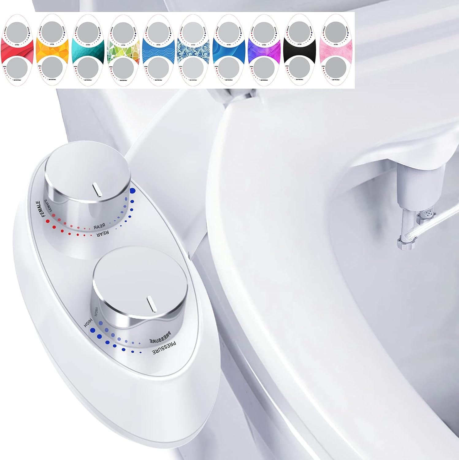 Bidet Toilet Seat Attachment, Nebulastone Non-Electric Ultra-Slim Fresh Water Sprayer Bidet for Toilet with Self-Cleaning Dual Nozzles has Adjustable Water Pressure for Posterior and Feminine Wash - - 