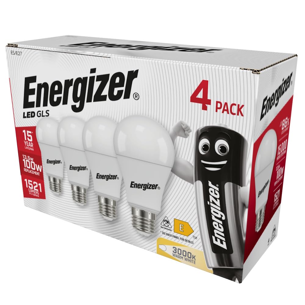 Energizer LED Bulb Warm White E27 100W Equivalent 13.5W - 4 Pack Non Dimmable
