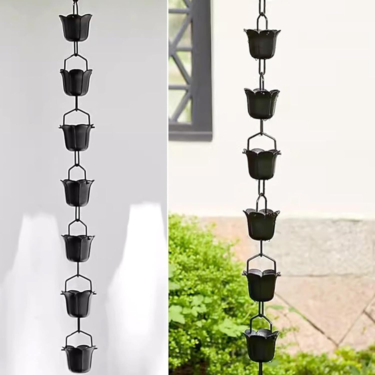 Rain Chains Petals Rain Chains Aluminum, Rain Catcher Chain for Courtyard Display & Eaves Drainage(240cm/8ft)