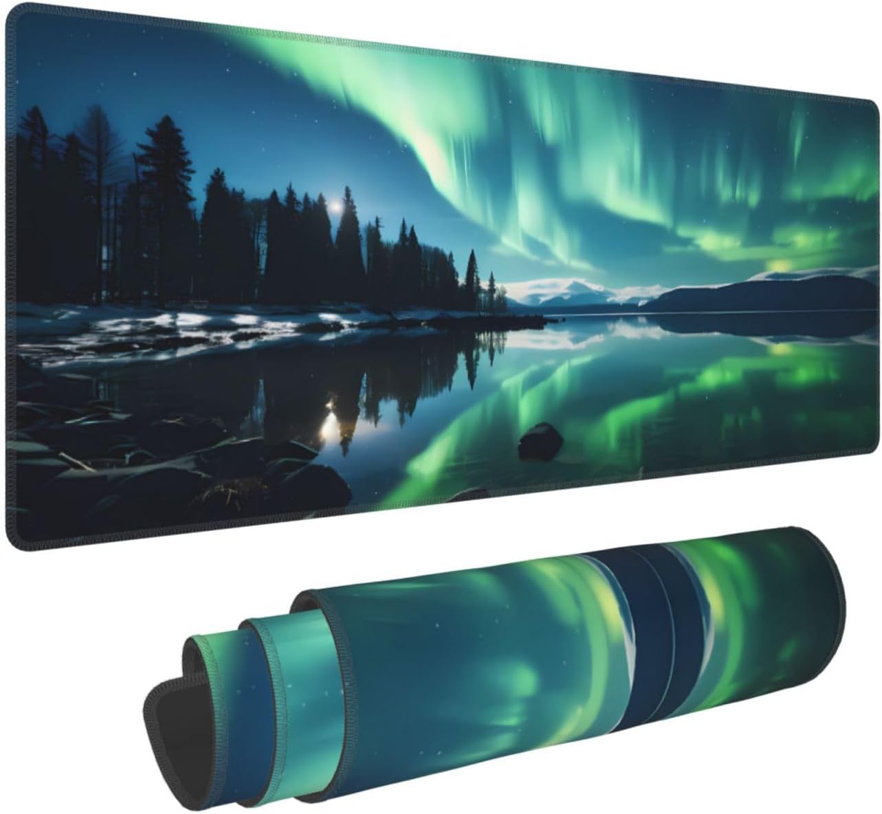 Beautiful Northern Lights Mouse Pad Large Extended Gaming Mouse Pad Big Computer Desk Mouse Mat Keyboard 11.8x23.6 Inch for Gaming, Office, Home