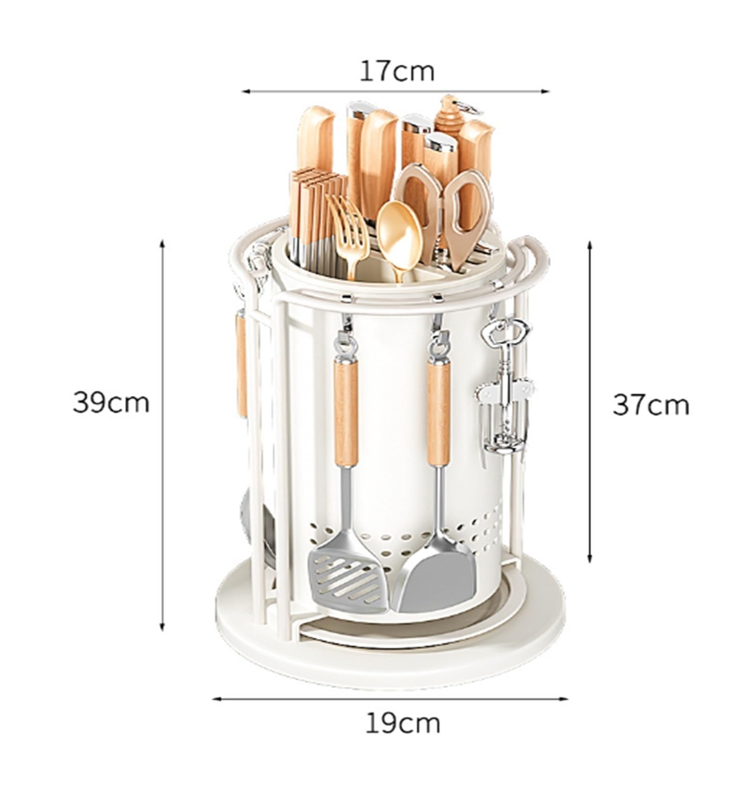 Bloque para Cuchillos Utensilios De Cocina Soporte Giratorio For Cuchillos con Bandeja De Goteo Extraíble For Utensilios Cocina Herramientas(White)