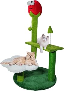 33Inch Flower Cat Tree with Cat Scratching Post and Large Platform for Indoor Cats Suitable for Small and Large Cats Green