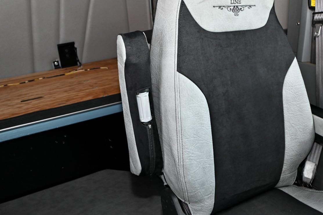 Seat Covers for Trucks Gray 1 Seat - Seat Cover fits Peterbilt 579, 579EV, 589, 567 Long armrest 17" - Truck Seat Covers for Interior Decor Suspension Seat