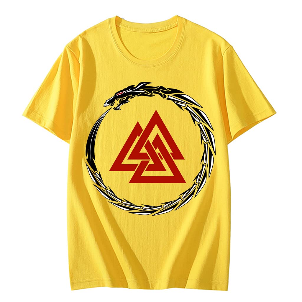 T-shirt viking nordique Valknut jaune idéal pour look streetwear