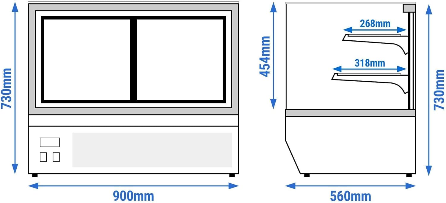 Technical drawing of GGM Gastro TKVH900 with internal and external dimensions