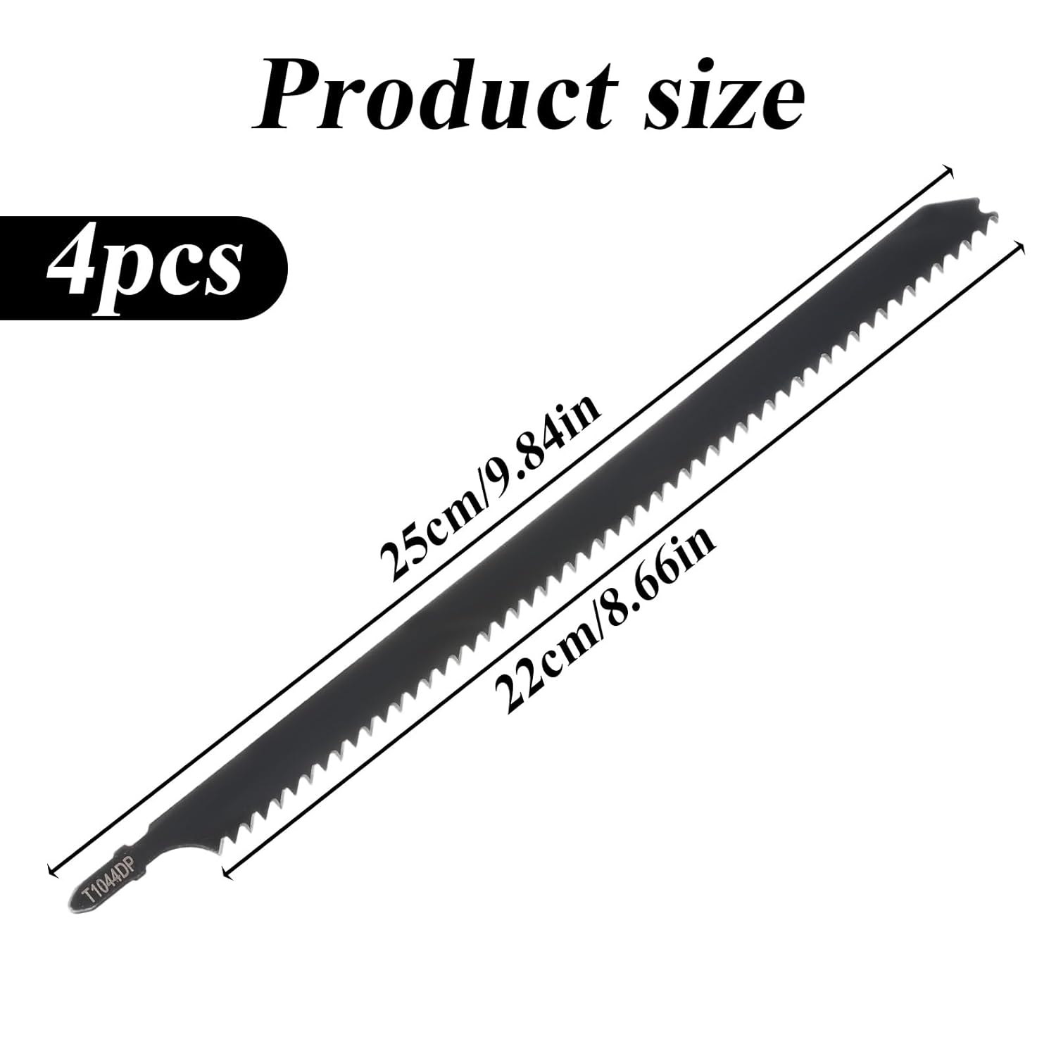 4PCS Jig Saw Blades for Wood T1044DP Jigsaw Blades for Wood Contractor 10 in Jig Saw Blade Set 6 Tpi Precision for Quick Cutting-Woods, Hardwood, Plywood, Plastic, Metal, Black