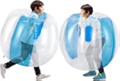 Theefun Bumper Balls 2 Pack 36inch Inflatable Sumo Ball Bopper Toys for Kids Outdoor Active Play Human Hamster Knocker Body Zorb Ball Body Bubble Soccer Ball, Blue + Blue