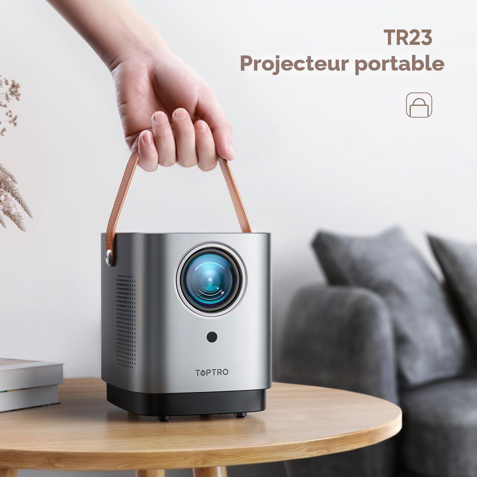 TOPTRO Mini Projecteur Portable 1080p avec WiFi 5G et Bluetooth, Projecteur avec Zoom et Écran Tactile, Compatible iOS/Android/PS5, Argenté