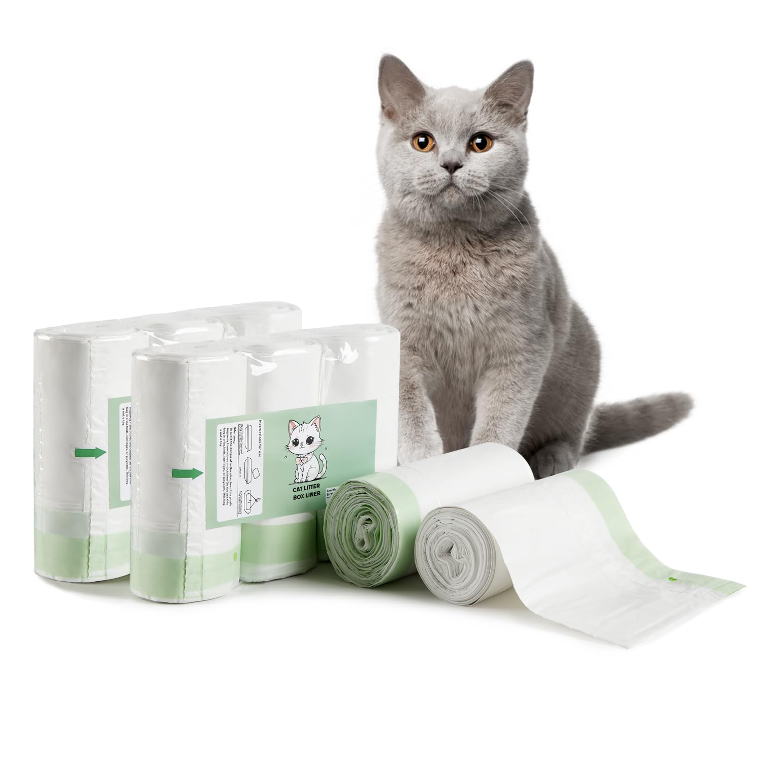 Bolsas de basura para gatos con asas de corbata, grandes, 37 x 17 pulgadas, cordón extra duradero, para caja de arena para gatos, bolsa de arena extragruesa, 36 unidades (paquete de 3)