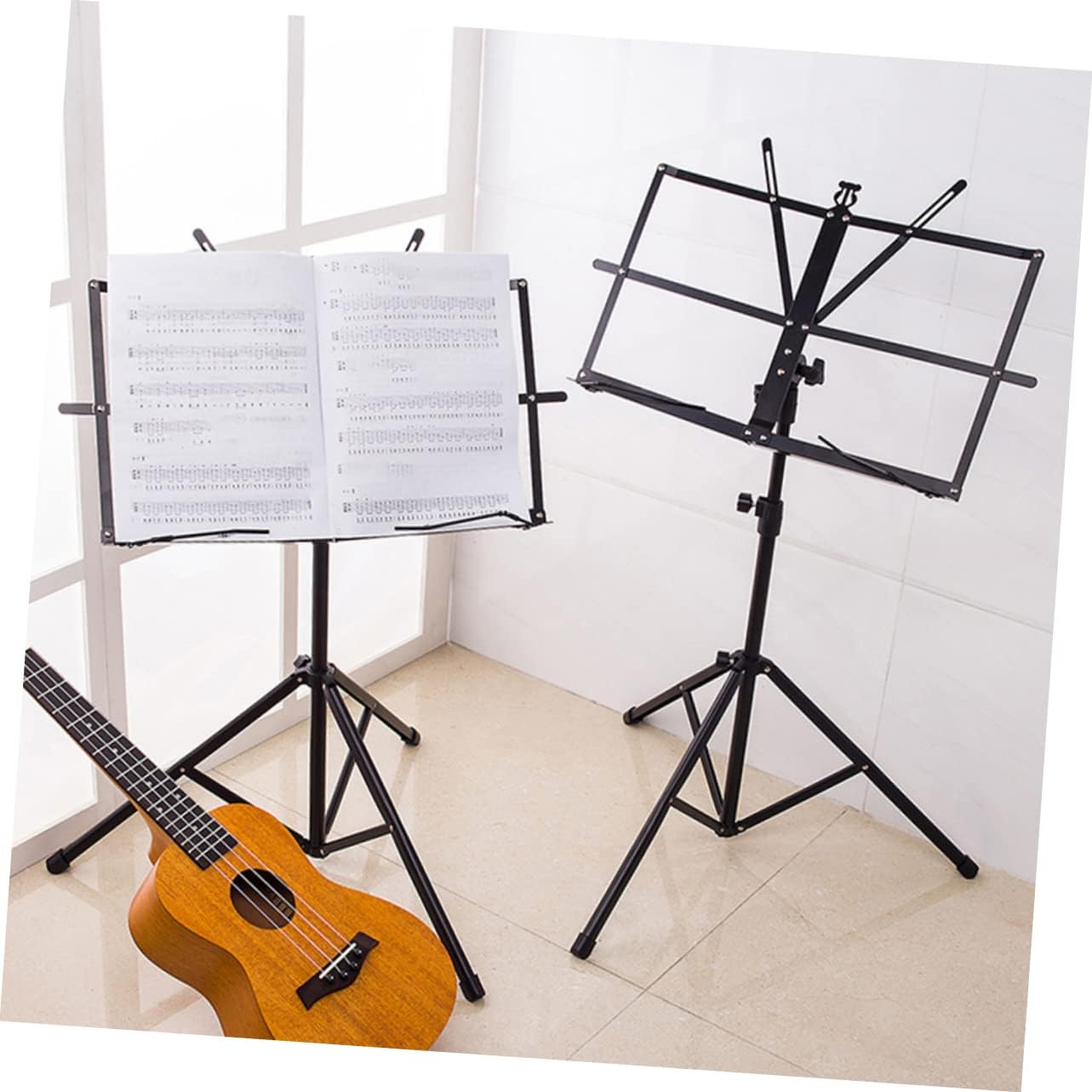 ERINGOGO Folding Music Stand Telescopic Tripod for Sheet Music Portable Holder with Bag for Guitar Violin and Orchestral Use