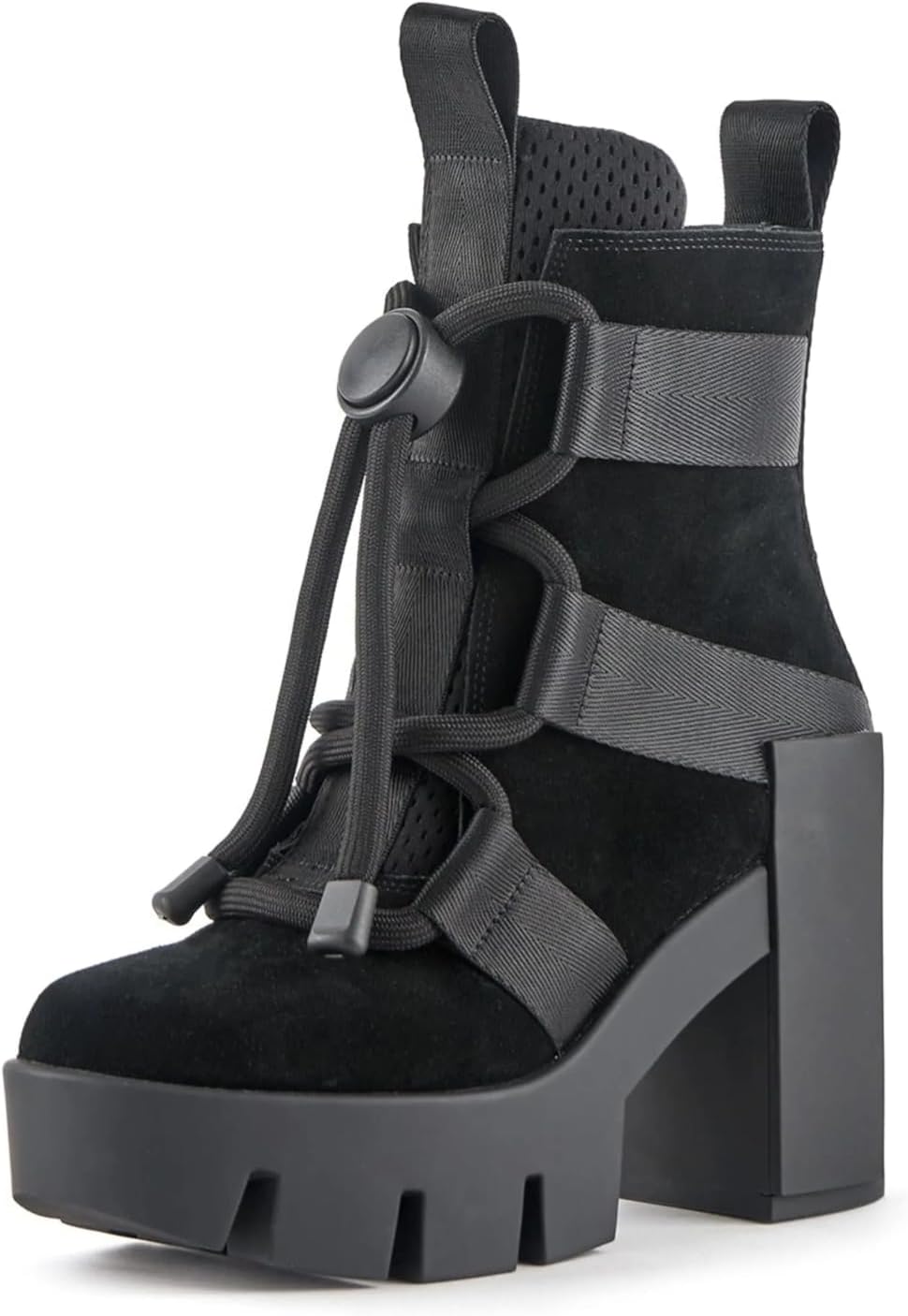OMLISHZTY Platform Ankle Boots for Women Lace-Up Chunky Heel Lug Sole Booties Fashion Round Toe Women‘s Fall Winter Boot