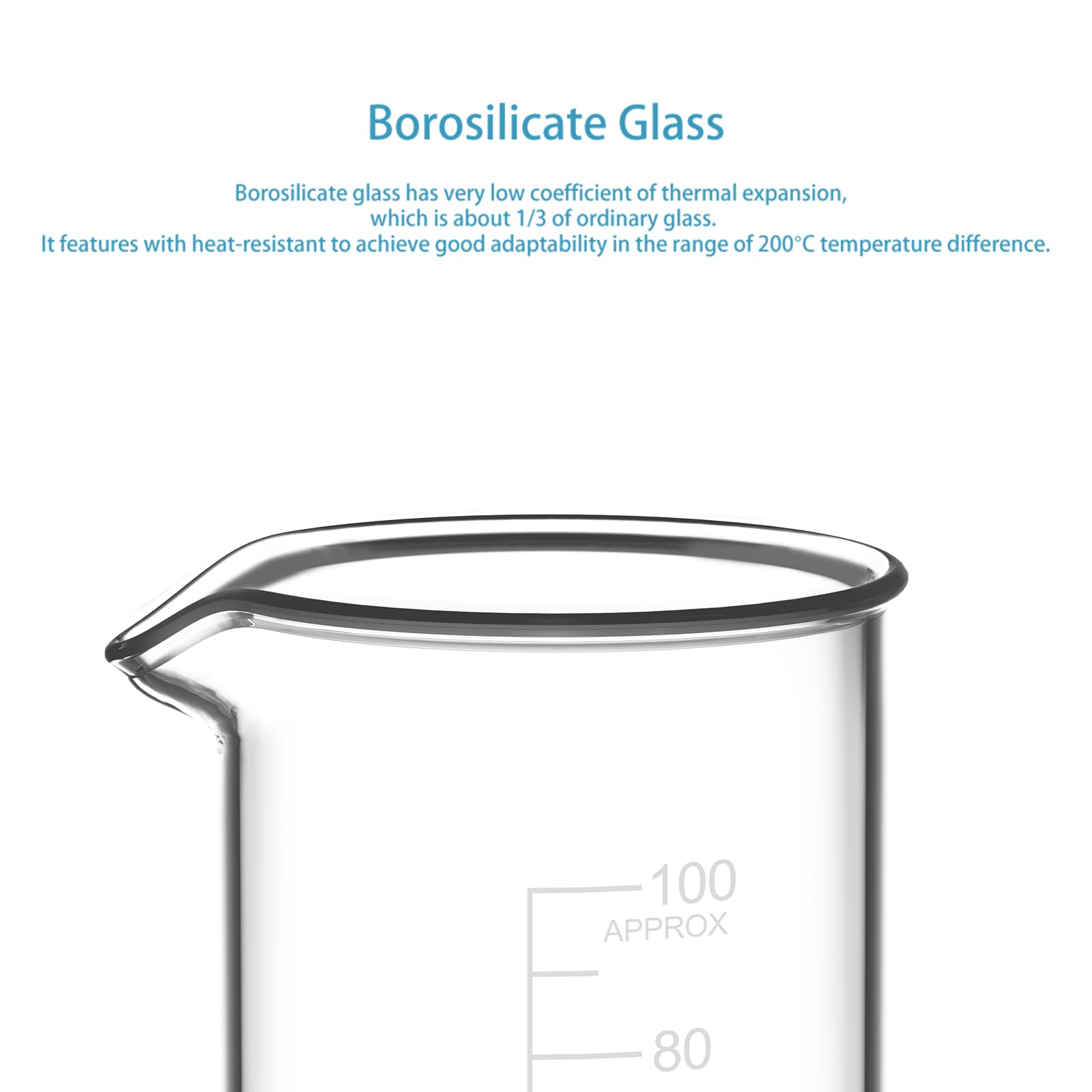 stonylab Ensemble de Béchers Hauts, 5 Pièces, Bécher en Verre avec Graduation, Verre Borosilicaté Durable, Bécher Haut Idéal pour Laboratoire, Chimie et Utilisation Éducative en Sciences