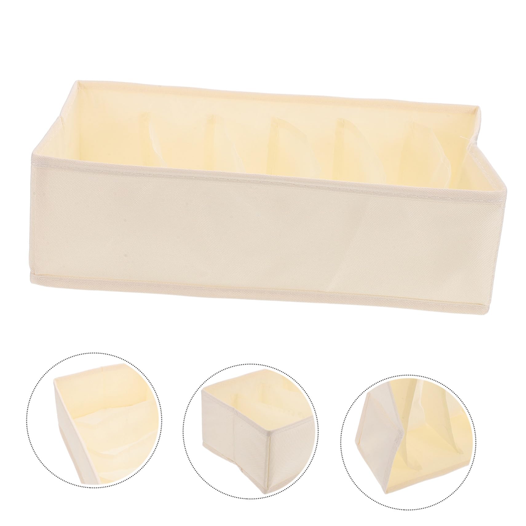 NOLITOY Organizador de Ropa Interior Masculina Beige de Tejido 6 Compartimentos, Set de 3 Piezas Multifuncional para Cajones, Solución Ahorradora de Espacio para Armario