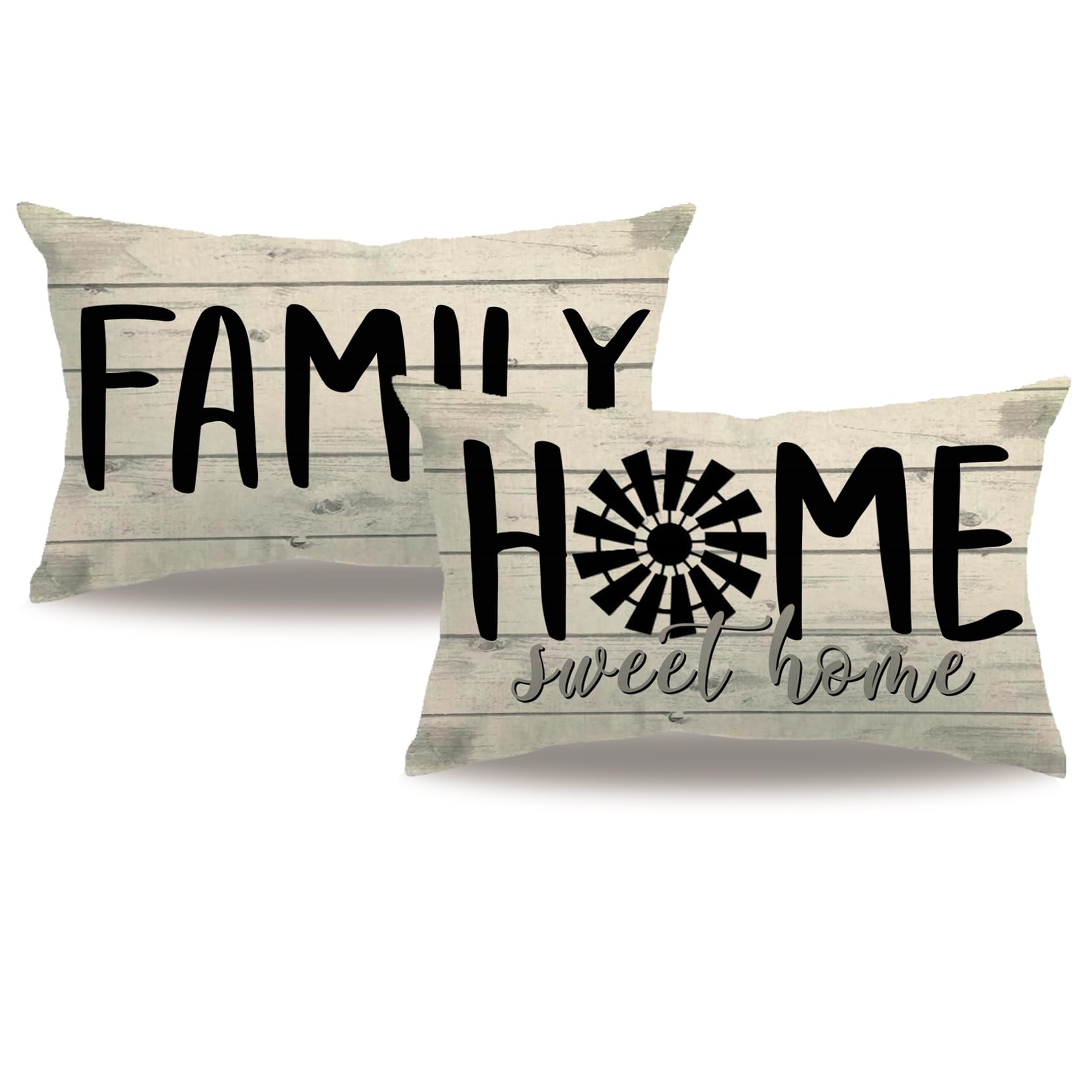 7COLORROOM 2Pack Vintage Style Pillow Covers Double-Sided Printed Rustic Wood Background Home Sweet Home Rectangular/Waist Cushion Cover Farmhouse Home Decor Pillowcases 12βΓ20βfor Housewarming Gifts