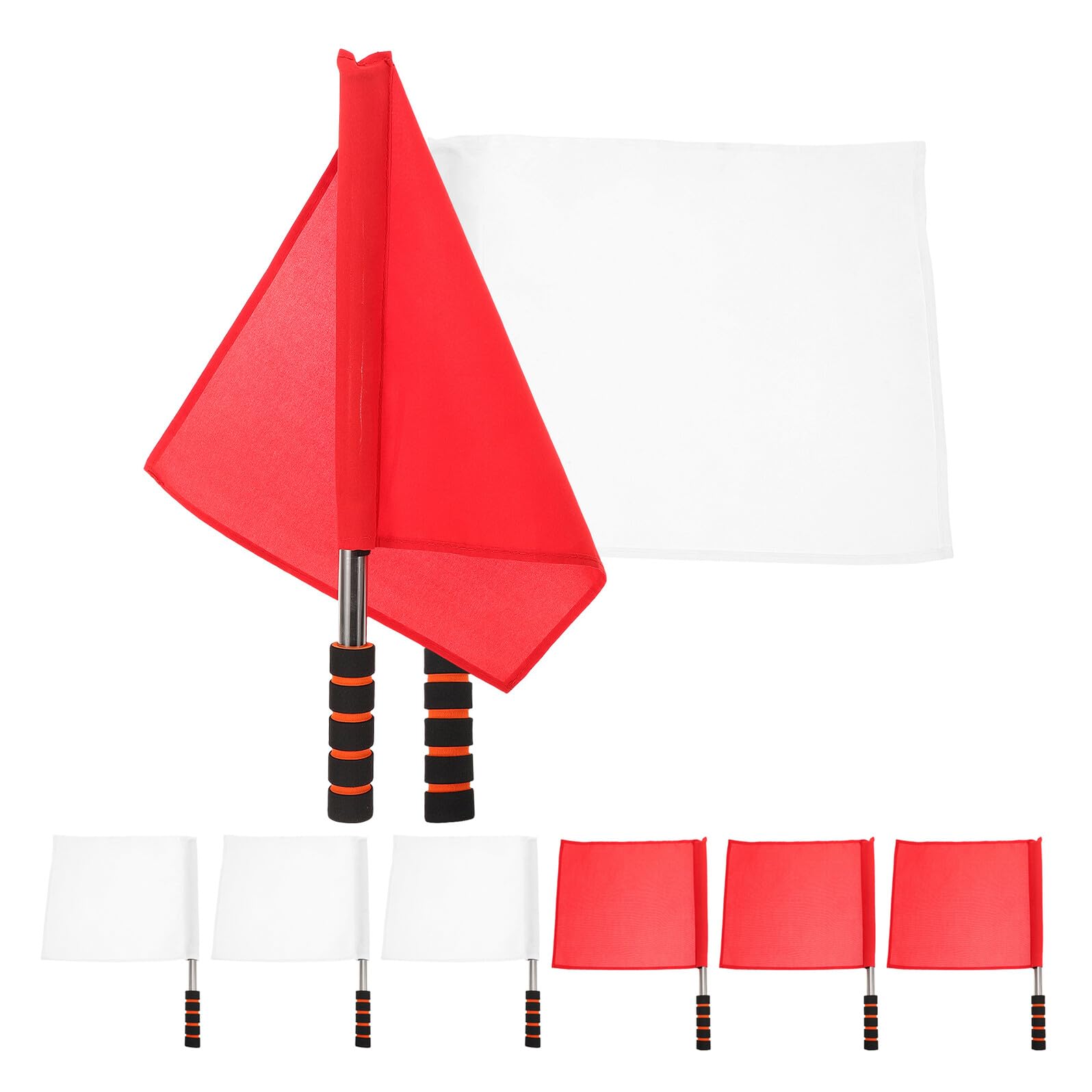 8 Piezas Banderas Árbitro Fútbol Rojo Blanco con Mango Antideslizante para Competición Deportiva Entrenamiento Señalización Cancha