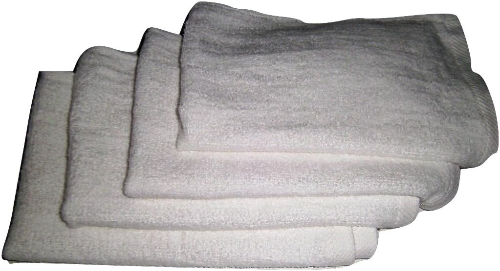 4 Pack 11" x 18" White Fingertip Towels 100% Cotton - Terry-Velour