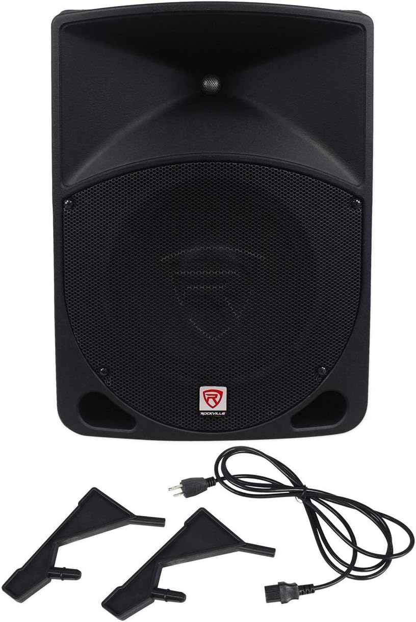 RockvilleRPG10 10" 600W Powered DJ PA Speaker System, Deep Bass, 2 Channel Mixer, EQ - Perfect for Live Music, Events, and Parties
