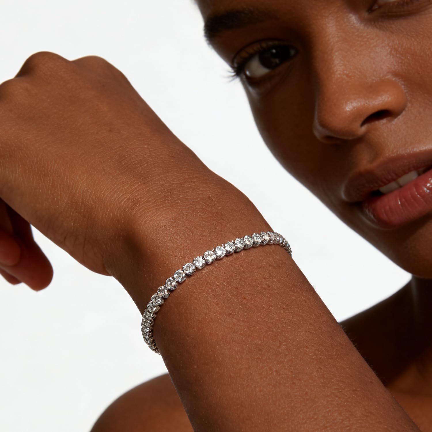 3-Pack Silver Rhinestone Tennis Bracelets for Women, Vintage Couples Hollow Wavy Design Bangles with Secure Clasp, Elegant Jewelry for Wedding, Party, Evening Wear