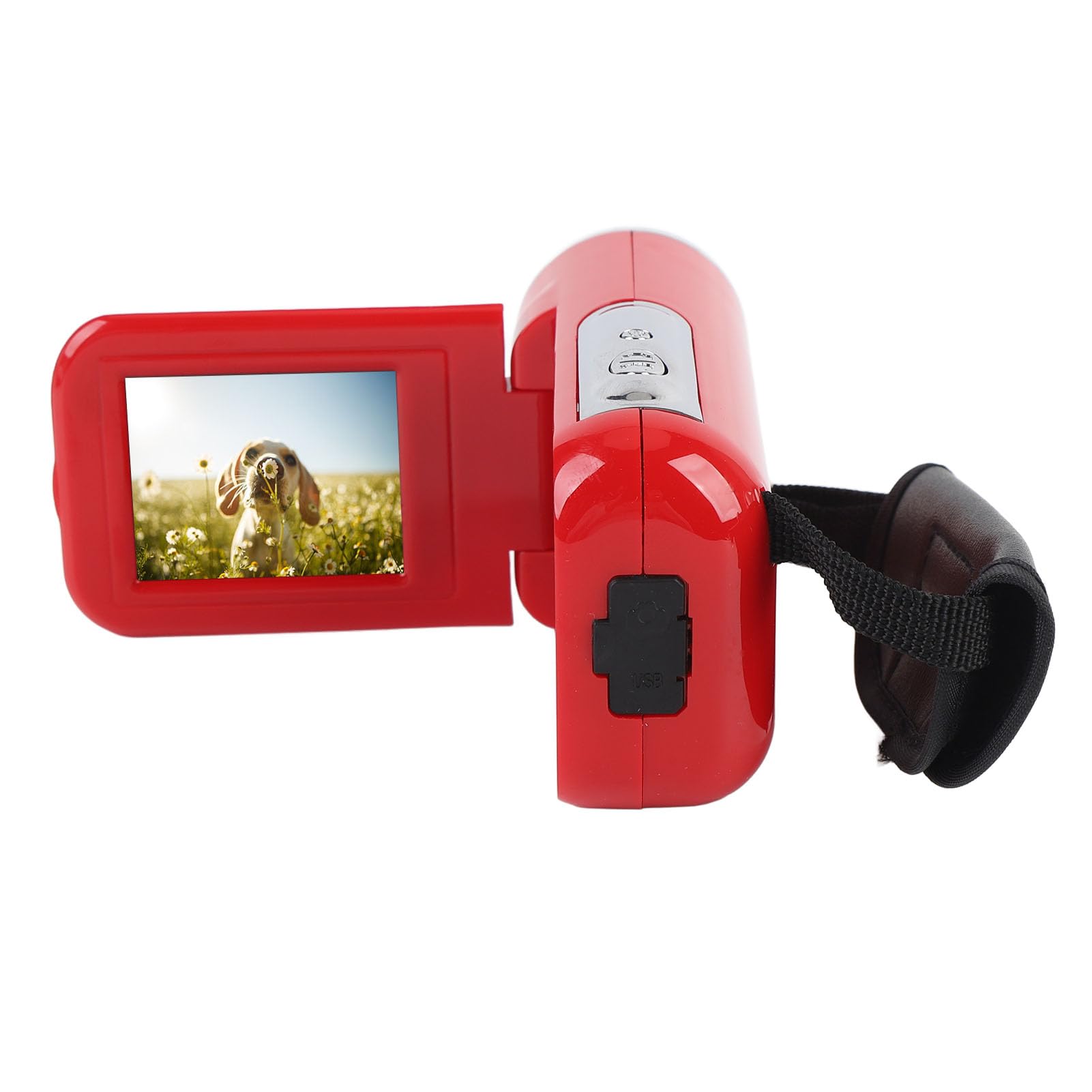 Digital Video Camera, 1080P 16MP Camcorder with 16X Digital Zoom, Support USB Connection, Selfie Mode, Loop Recording, for Travel Campus Growth Record (Red)-picture-10