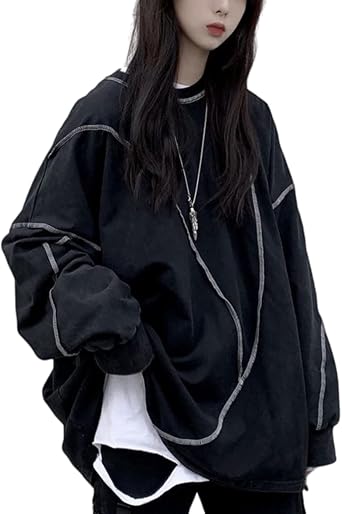 Women Y2K Gothic Sweatshirt Dark Academia Emo Alt Long Sleeve Shirts Grunge Punk Harajuku Japanese Clothes Streetwear