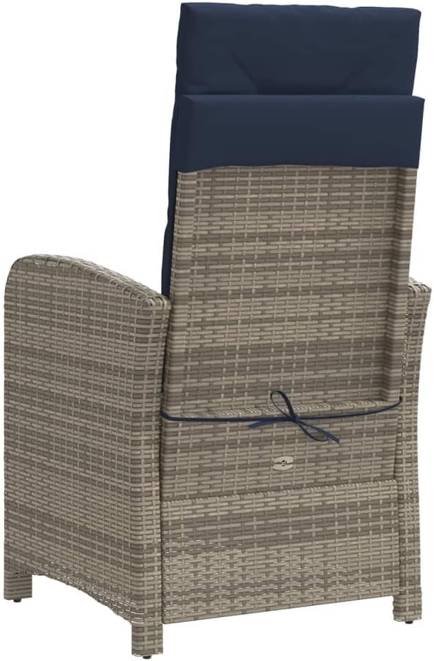 2 pcs Reclining Patio Chair with Cushions, Leisure Recliner Chair, Outdoor Wicker Recliner Chair, Wicker Reclining Patio Chair, Gray Poly Rattan