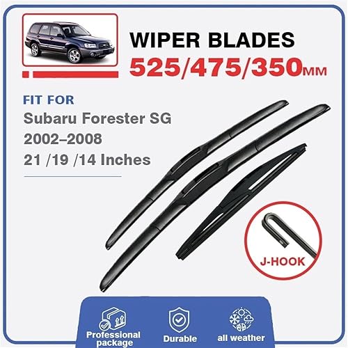 Miniatura 2 de Juego de escobillas limpiaparabrisas delantero y trasero compatible con Subaru Forester SG 2002-2007, cortadores de escobillas de parabrisas de 21 +