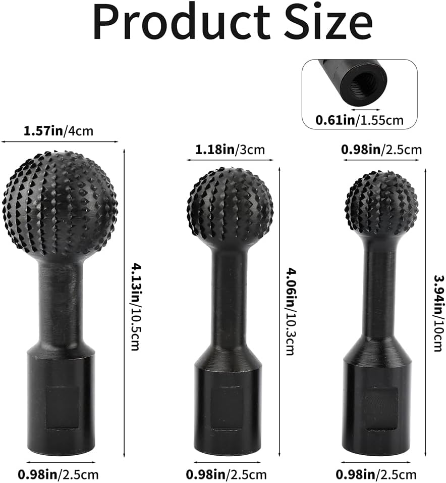 Sphere Rotary Burr, 5/8-11 Thread Ball Gouge Attachment for Wood Hollowing