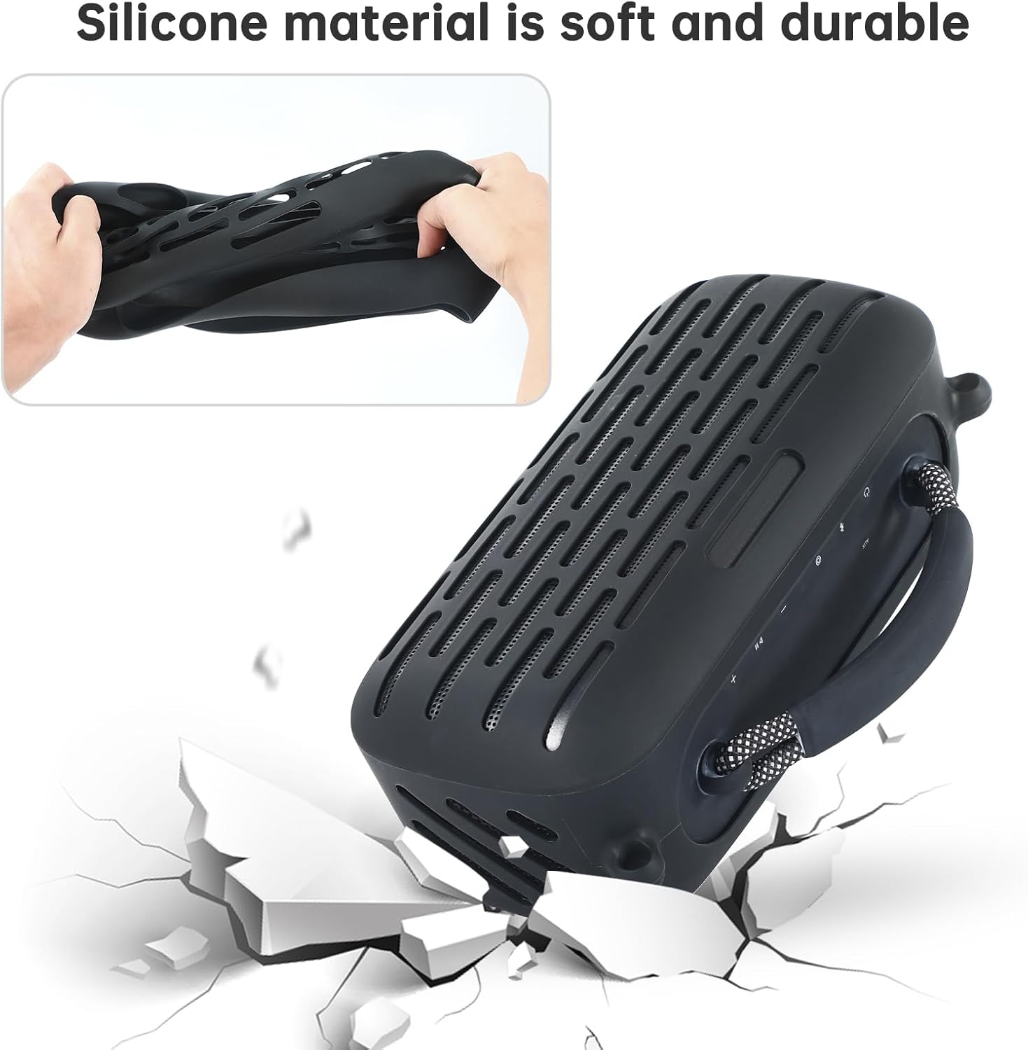 Silicone Case Cover for Bose SoundLink Max Portable Speaker, Travel Protective Carrying Case with Shoulder Strap for Bose SoundLink Max (Black) - Image 5