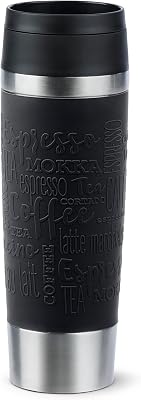 Tefal Classic, Taza de Viaje de 0,5L, Negra, Acero inoxidable | Tapa con cierre Quick Press, 360° para beber desde cualqui...