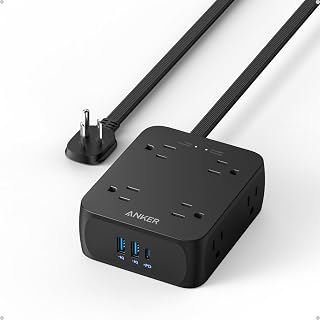 Anker Power Strip Surge Protector 2000J, 11-in-1 8 AC Outlets 20W USB-C 2 USB-A, 5ft Flat Plug Extension Cord for Dorm Home Office TUV Listed
