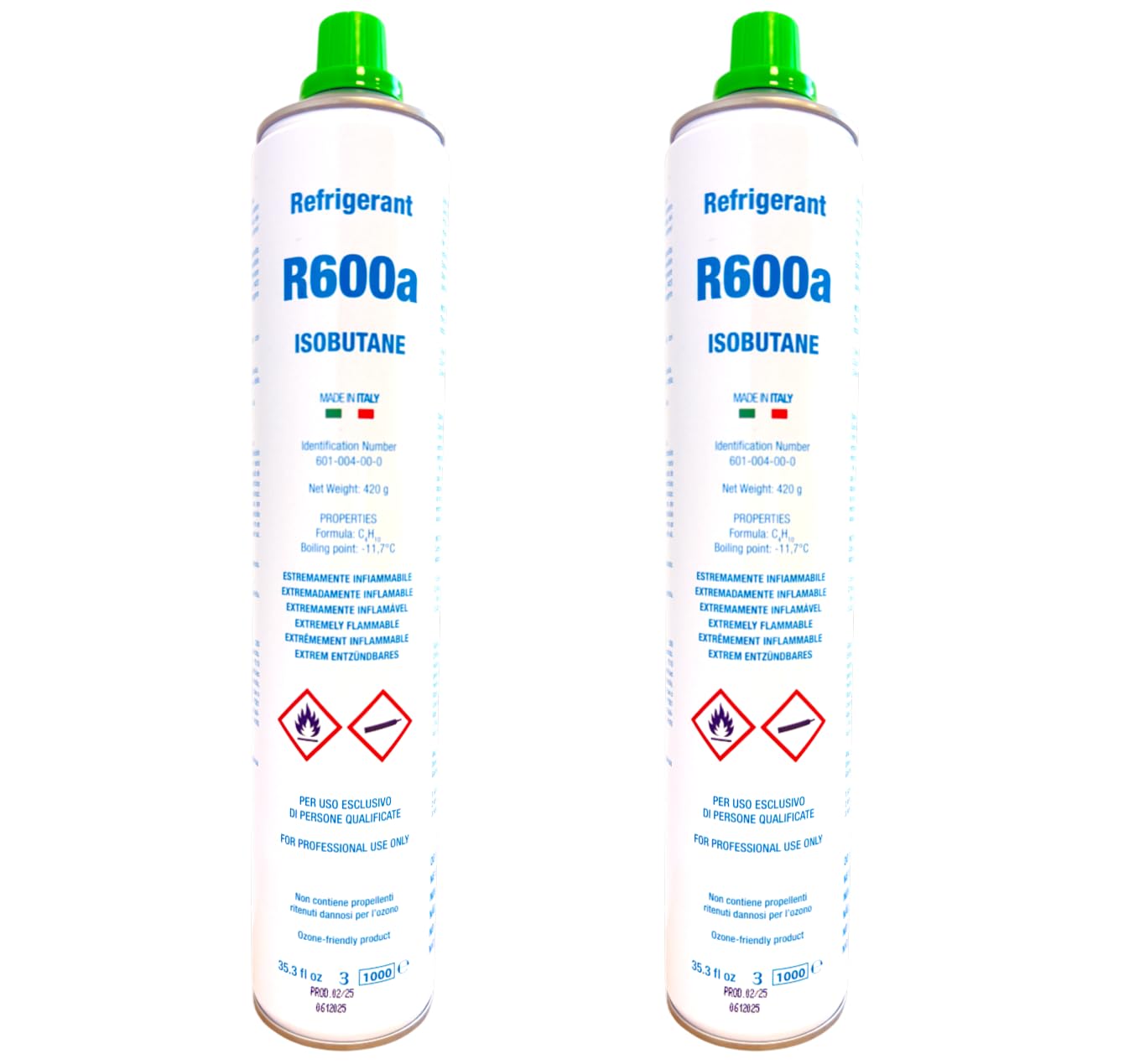 Envases R600a Isobutano 840g Gas Refrigerante Ecológico para Neveras y Frigoríficos Pack Ahorro