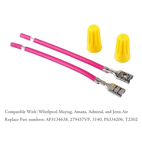 Miniatura 3 de 279457 Elemento calefactor de secadora de repuesto de cable de conexión compatible con Whirlpool Reemplazar AP3134638 PS334206 279457