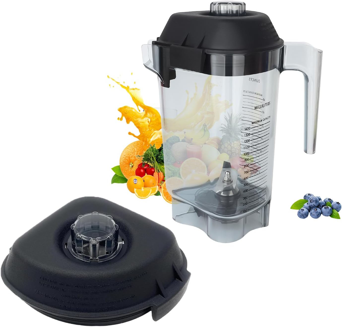Blender Pitcher Replacement Lid Compatible with vitamix Quiet One VM0145 36019 VM0100A Blender Pitcher, 15985 2-Piece Lid for 15978 Advance 48oz. 32oz Clear Container
