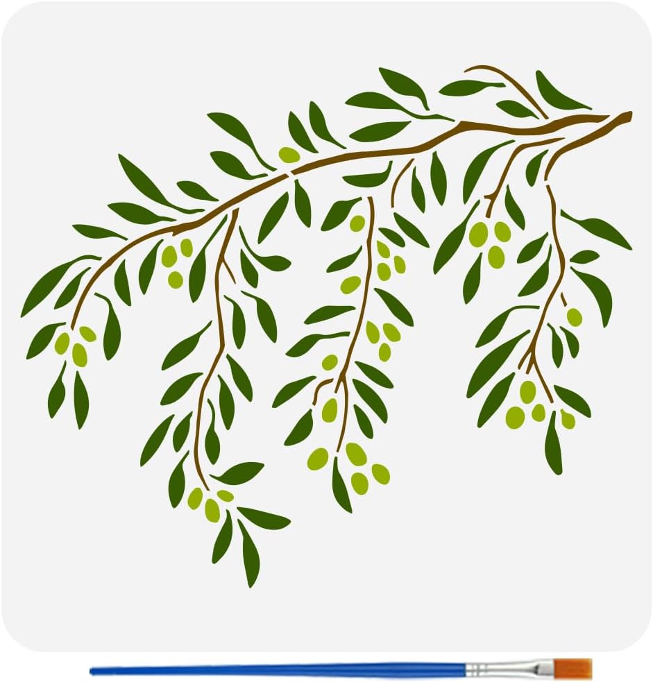 Amazon.com: FINGERINSPIRE Olive Branch Painting Stencil with 1Pc ...