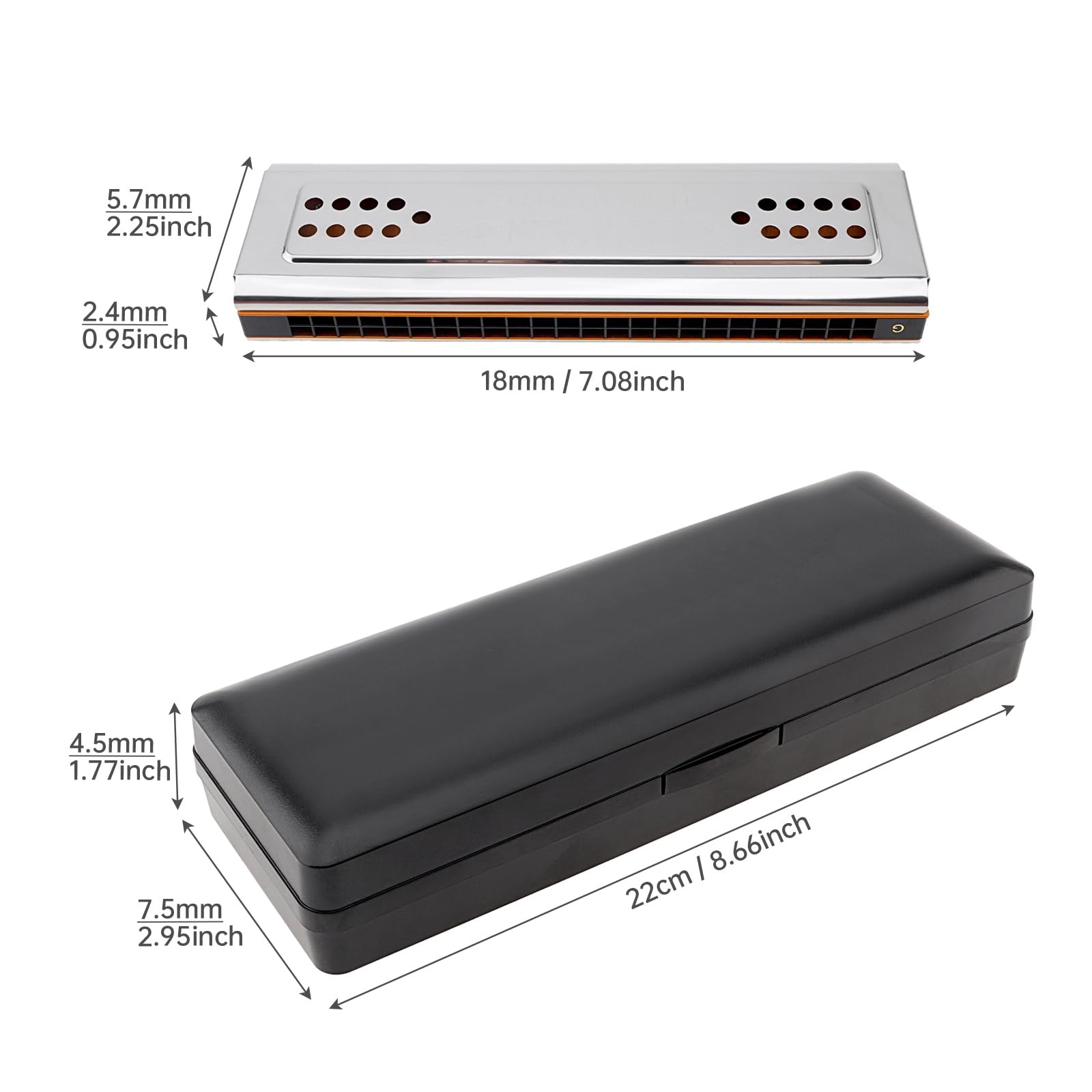 Harmonica trémolo double face 24 trous clés de C et de G