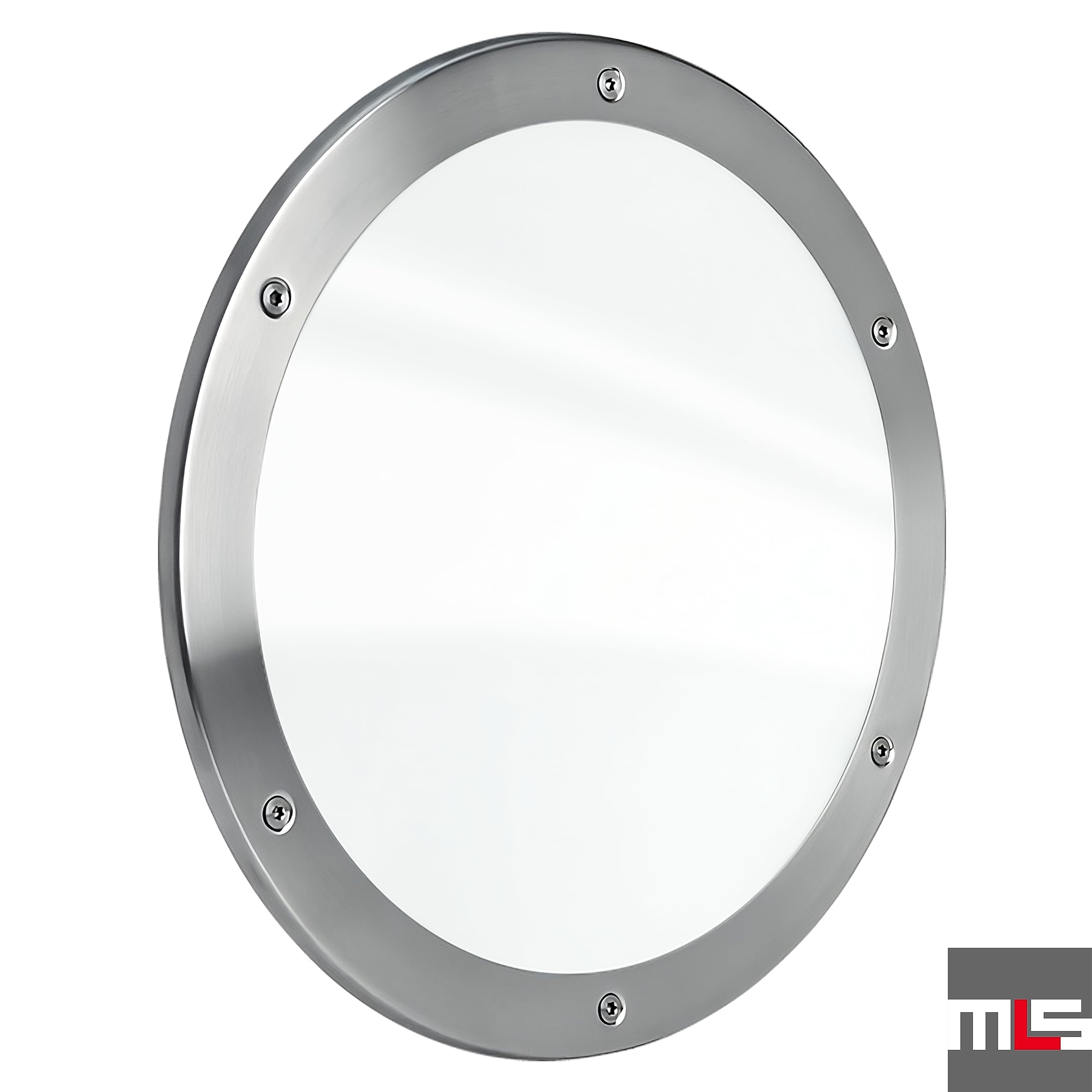 MLS Hublot B5000 de Porte, Acier Inoxydable,1 Anneau, 350 mm, Verre Clair | Verre de Sécurité Feuilleté, Montage Direct sur Panneau de Porte, Sans Découpe, Vis Visibles d'un Côté, 1 Pièce